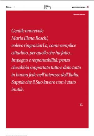 Grazie Boschi! l'inserzionista anonimo loda e consola la ministra